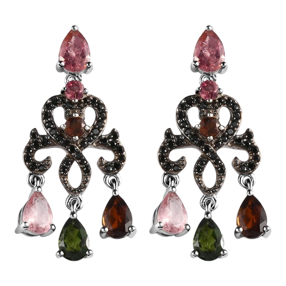 🔥PRICE CUT🔥NWT TOURMALINE CHANDELIER EARRINGS IN PLATINUM OVER STERLING SILVER